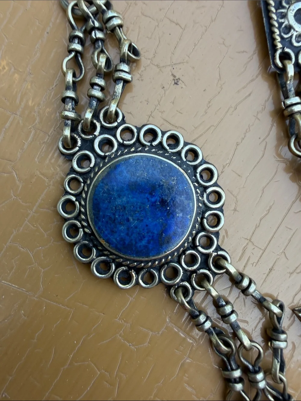 Blue faux lapis Stone Bohemian Multi-Link belt 41.5 inches